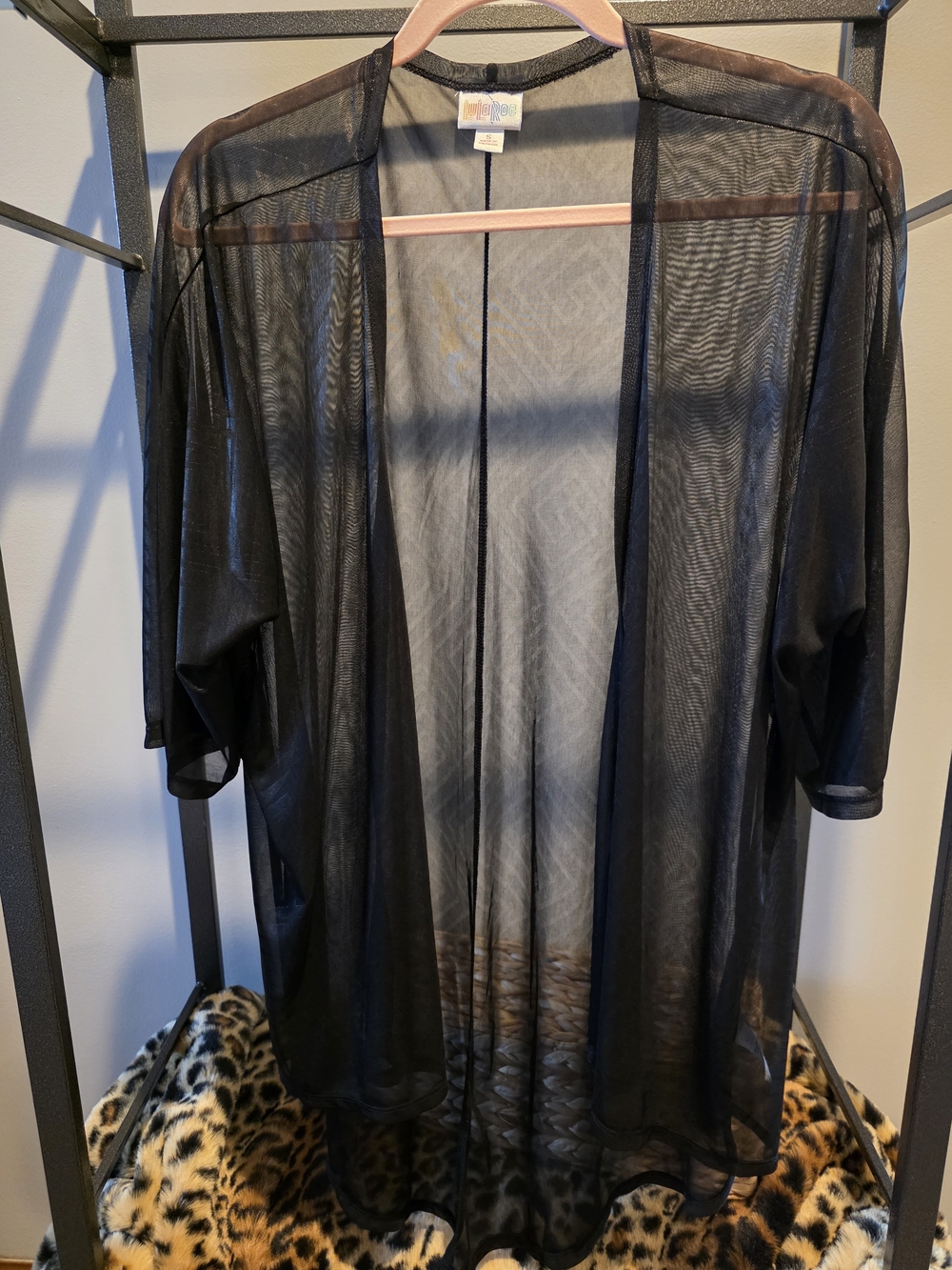 LuLaRoe Black Sheer Open-Front Women's Draped Cover-Up/Cardigan